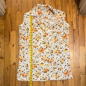 Floral Sleeveless Women's Top - Orange and White